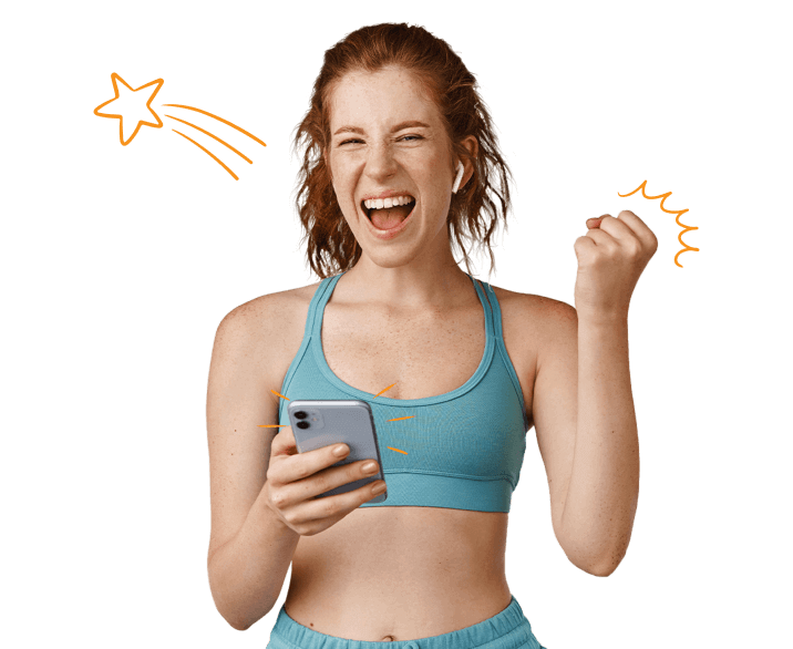 happy women with phone in her hand